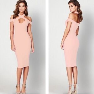 NWT NOOKIE designer blush bodycon form fitting dress - Hollywood midi